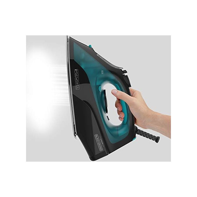 Black+Decker BXIR2403E Ferro da Stiro a Secco e Vapore Piastra Ceramica 2400W Getto Vapore 150 g-min Vapore Continuo 45 g-min colore Nero Verde