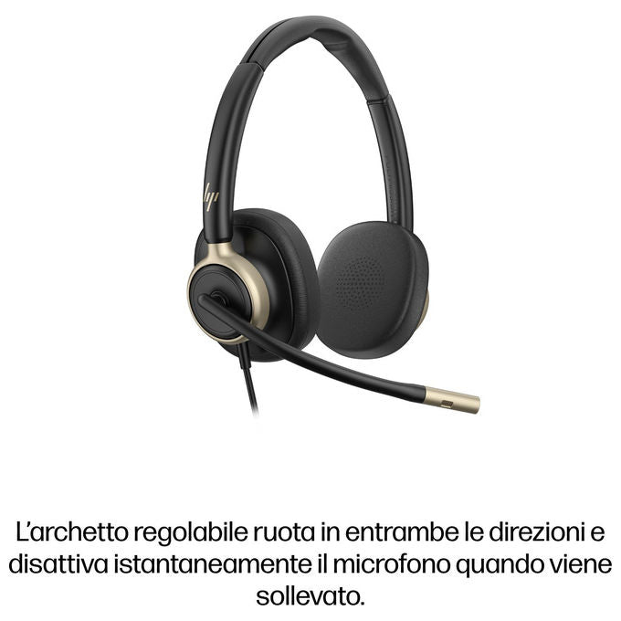 HP Poly C01FCA6 Cuffie cablate stereo Mission 825 USB con cancellazione rumore attiva e microfono integrato colore Nero