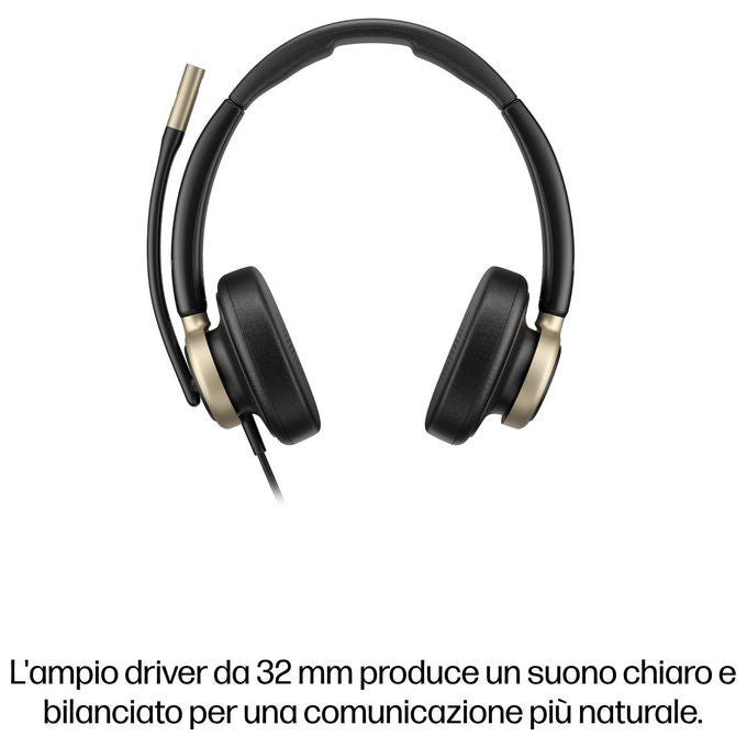 HP Poly C01FCA6 Cuffie cablate stereo Mission 825 USB con cancellazione rumore attiva e microfono integrato colore Nero