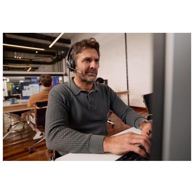 HP Poly C01FCA6 Cuffie cablate stereo Mission 825 USB con cancellazione rumore attiva e microfono integrato colore Nero