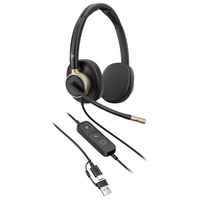 HP Poly C01FCA6 Cuffie cablate stereo Mission 825 USB con cancellazione rumore attiva e microfono integrato colore Nero