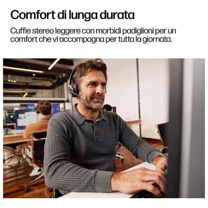 HP Poly C01FCA6 Cuffie cablate stereo Mission 825 USB con cancellazione rumore attiva e microfono integrato colore Nero