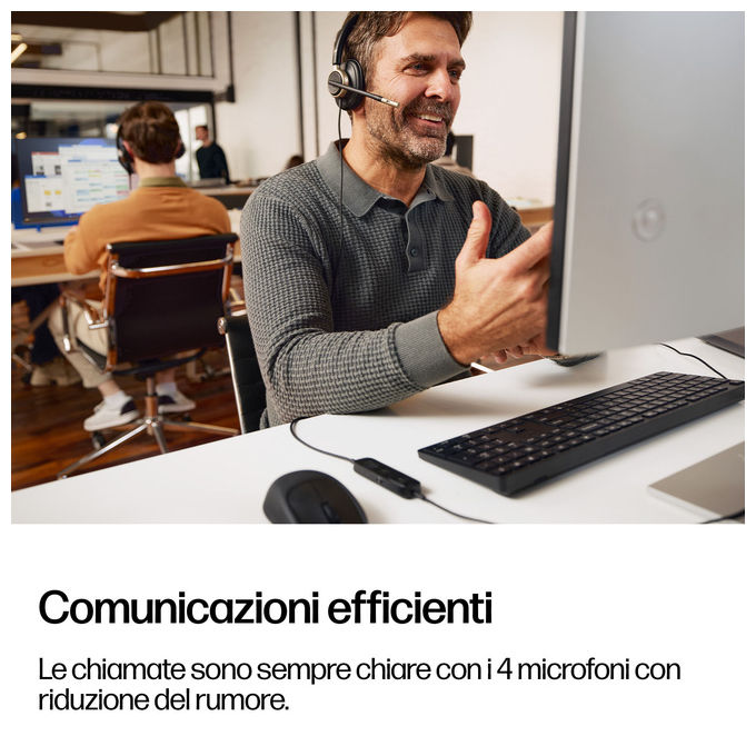HP Poly C01FCA6 Cuffie cablate stereo Mission 825 USB con cancellazione rumore attiva e microfono integrato colore Nero