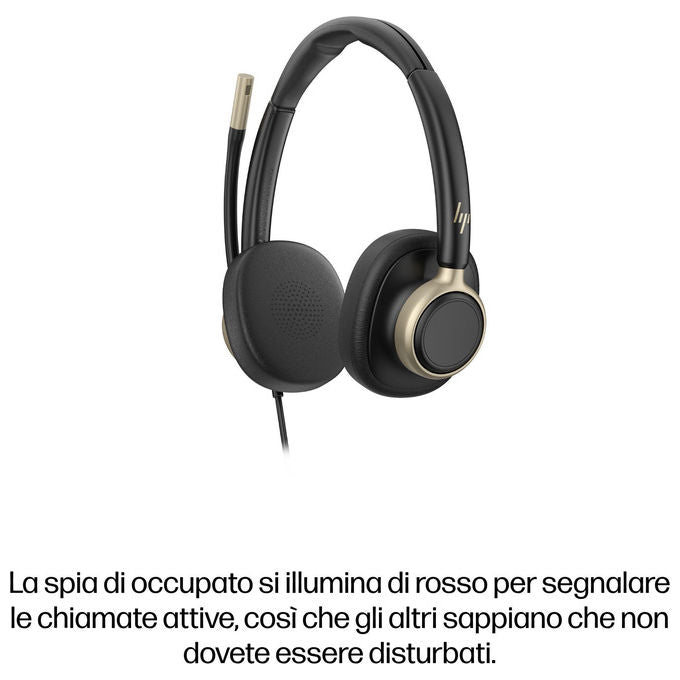 HP Poly C01FCA6 Cuffie cablate stereo Mission 825 USB con cancellazione rumore attiva e microfono integrato colore Nero