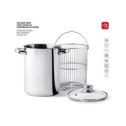 Abert HOTPOT Asparagiera in Acciaio Inox con Cestello e Coperchio in Vetro Diametro 16 cm Adatta per Induzione Lavabile in Lavastoviglie colore Inox
