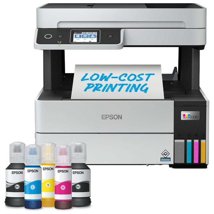 Epson EcoTank ET-5185, stampante multifunzione inkjet, stampa copia scansione fax, A4, Wi-Fi Ethernet, fronte retro, ADF, touchscreen
