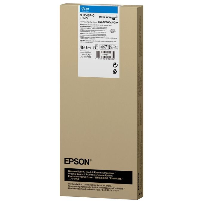 Epson SJIC48P-C C13T55P240 Cartuccia inchiostro originale Ciano 480 ml Per ColorWorks C8000e
