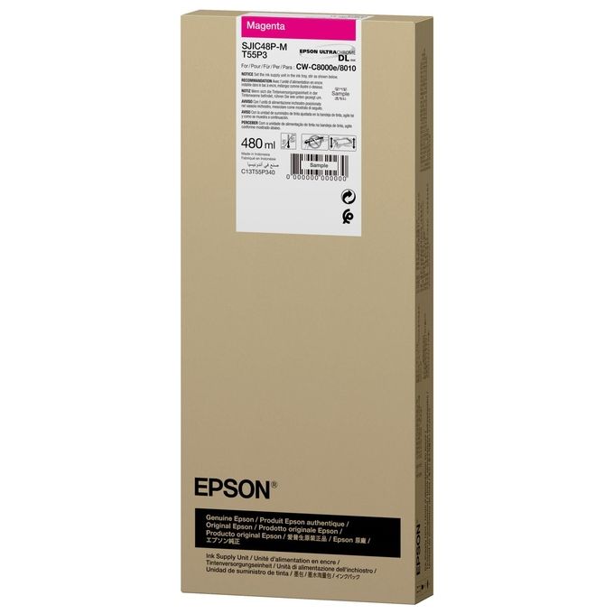 Epson, Cartuccia d'Inchiostro Magenta Originale, 480 ml, Per ColorWorks C8000e
