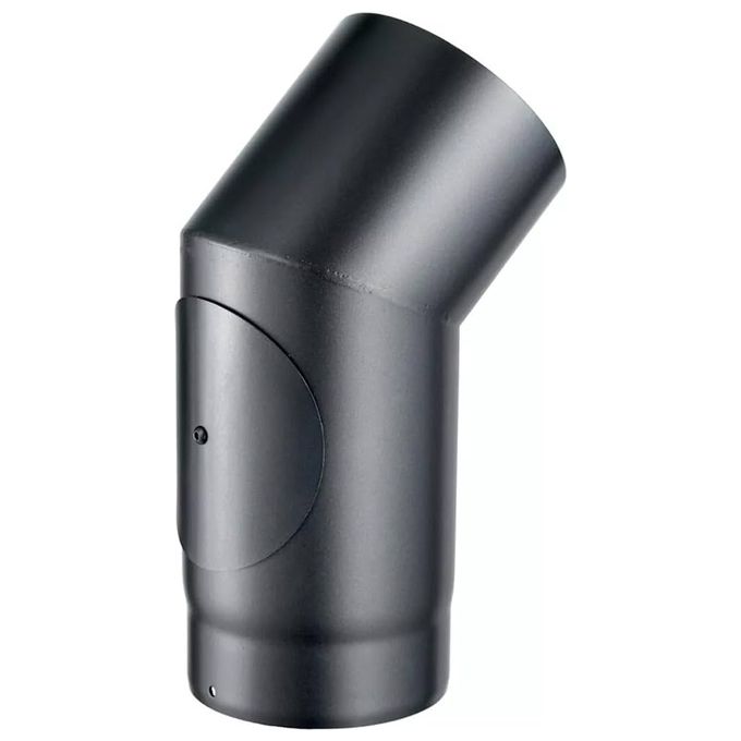 KASART ø CM 12 - 90° Gomito Acciaio Nero con Ispezione Diametro 120 mm Spessore 2 mm Temperatura Max 400°C Certificato CE EN 1856-2 colore Nero