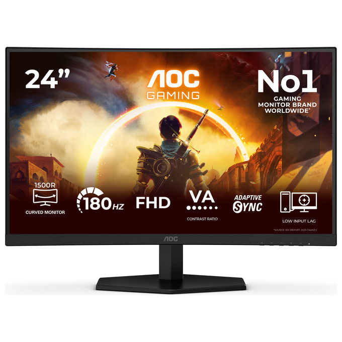 AOC C24G42FE G4 Monitor Curvo 23.6'' FHD 180Hz HDR10 colore Nero Rosso