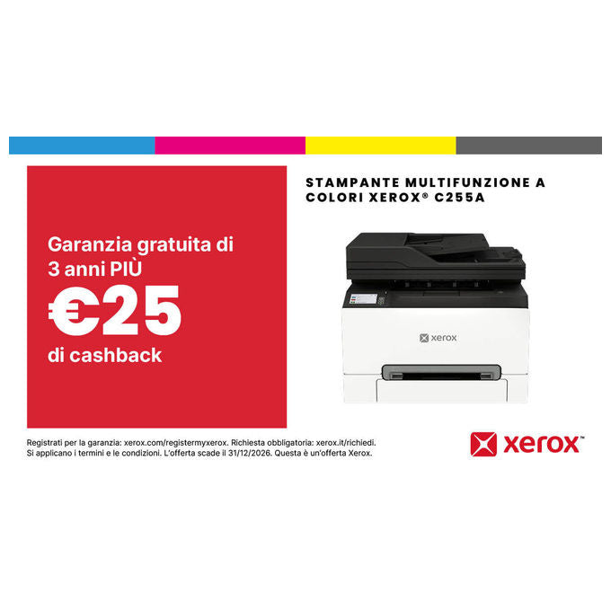 Xerox C255V_AEU C255 A4 Stampante Multifunzione Laser a Colori 25 ppm Wi-Fi Ethernet Fax colore Bianco