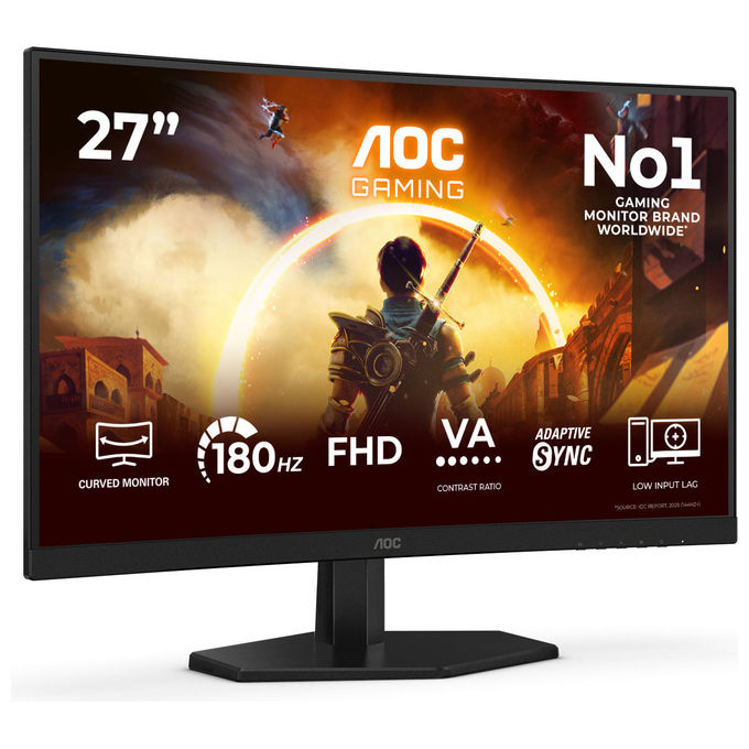 AOC C27G42FE G4 Monitor Gaming Curvo 27'' FHD 180 Hz 0,5 ms colore Nero Rosso