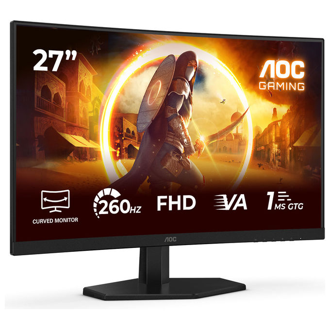 AOC C27G42ZE Monitor Gaming Curvo 27'' Full HD 1920x1080 260Hz Fast VA 0.3ms FreeSync Premium HDR10 colore Nero