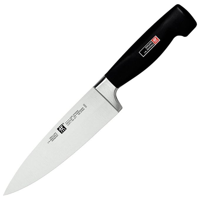 ZWILLING 1001560 Four Star Coltello da Cuoco 16 cm in acciaio x50CrMoV15 con tempra criogenica FRIODUR e manico ergonomico colore Nero