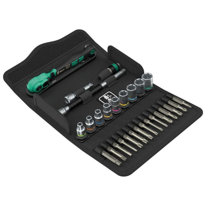 Wera 8100 SA 14 Zyklop Comfort Set di cricchetti 1-4'' 28 pezzi Acciaio colore Nero-Verde