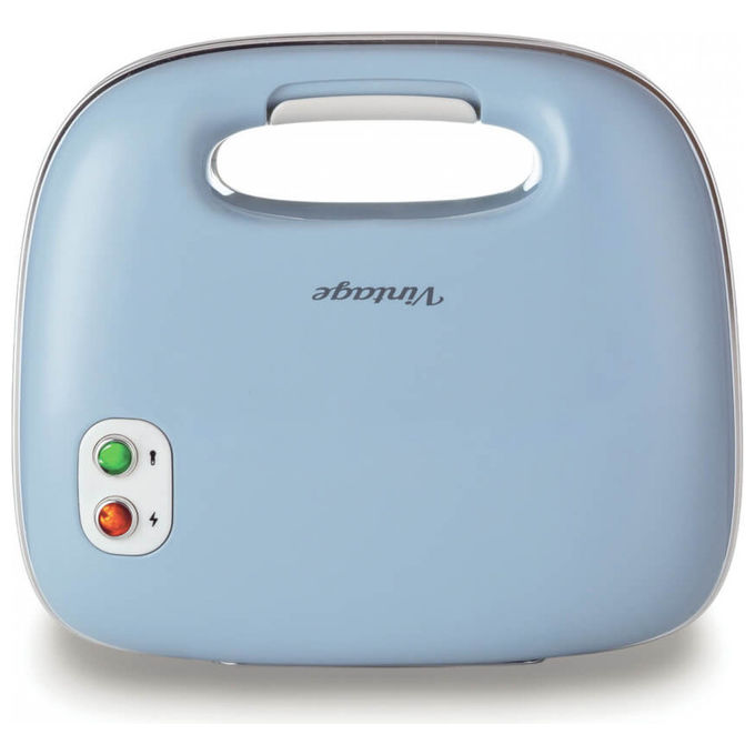 Ariete 00C196305AR0 Linea Vintage 1963 Sandwich Maker 750 W Piastre Fisse Rivestimento Antiaderente Colore Azzurro