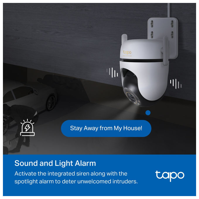TP-Link TAPO C530WS Telecamera di Sicurezza IP Esterna con Risoluzione 3K 5MP Angolo di Visione 360° Audio Bidirezionale e Visione Notturna a Colori colore Bianco