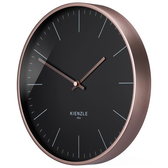 Kienzle 14977 Modern Orologio da parete radiocontrollato silenzioso diametro 25 cm in alluminio colore Oro rosa - Nero