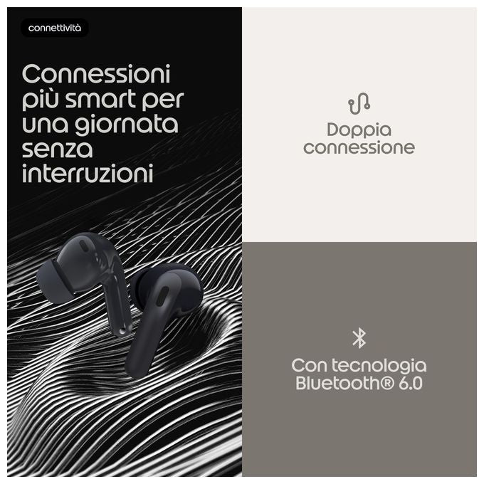 Motorola PG38C08162 Moto Buds 2 Auricolare Wireless In-ear Audio Hi-Res LHDC Cancellazione Attiva Rumore fino a 55dB 6 Microfoni CrystalTalk AI Batteria fino a 48h Bluetooth 6.0 IP54 colore Carbonio