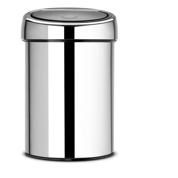Brabantia 8710755363962 Touch Bin Pattumiera a Parete 3 litri Acciaio Inossidabile Apertura Soft Touch colore Acciaio Brillante