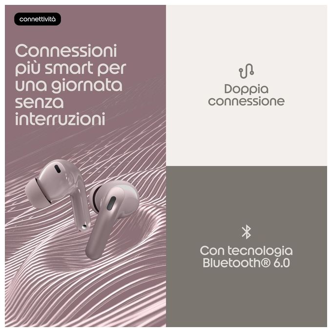 Motorola PG38C08178 Moto Buds 2 Auricolare Wireless In-ear Bluetooth 6.0 Cancellazione Attiva del Rumore fino a 55dB 11 Ore di Autonomia Colore Viola