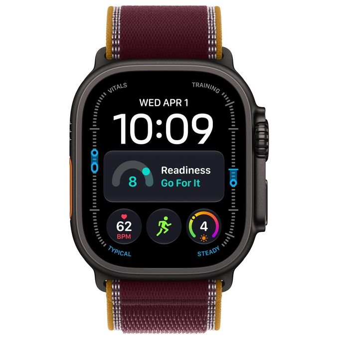 Apple MJC34QL-A Apple Watch Ultra 4 GPS + Cellular Cassa 49 mm in Titanio con Trail Loop Borgogna colore Nero