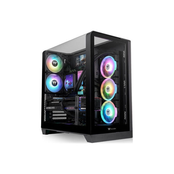 Thermaltake CA-11F-00M1WN-01 View 390 TG Case Midi Tower ATX Micro ATX Mini ITX con Finestra Laterale Vetro Temperato e Supporto Radiatore 360 mm colore Nero