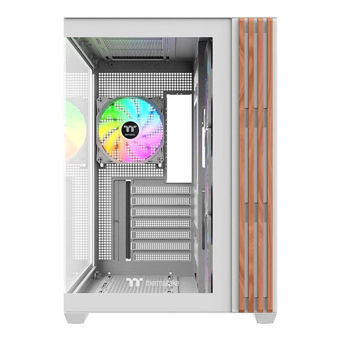 Thermaltake CA-1Z2-00M6WN-WS View 380 WS Case Midi Tower con Illuminazione ARGB Vetro Temperato e Pannelli in Legno colore Bianco