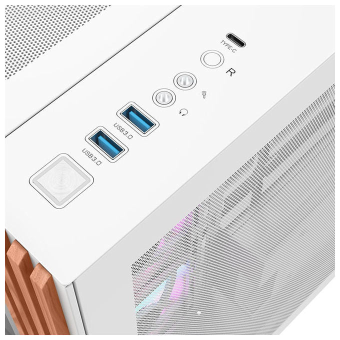 Thermaltake CA-1Z2-00M6WN-WS View 380 WS Case Midi Tower con Illuminazione ARGB Vetro Temperato e Pannelli in Legno colore Bianco