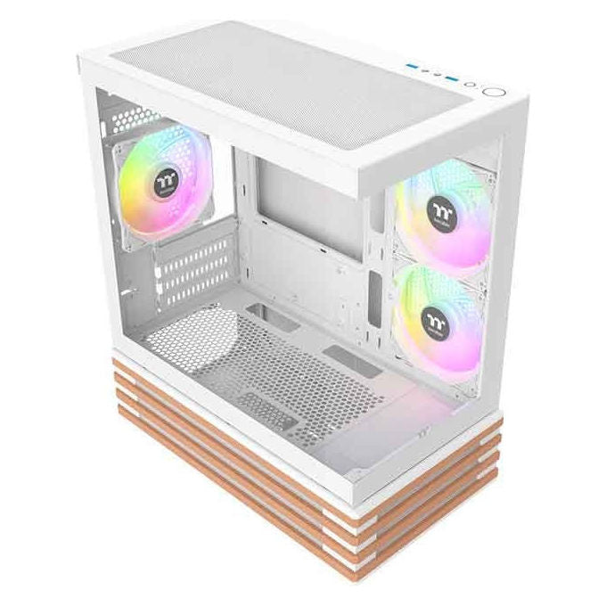 Thermaltake CA-1Z4-00M6WN-WS View 170 WS ARGB Snow Case Micro Tower con Illuminazione ARGB Vetro Temperato per Motherboard micro ATX e Mini-ITX colore Bianco