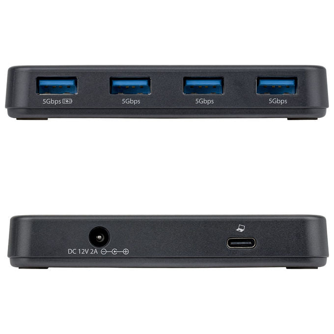 StarTech.com ST4300USB3V2-UE Hub 4 Porte USB-A 5Gbps Autoalimentato con Cavo Host 2-in-1 USB-C-USB-A Porta Ricarica BC 1.2 Alimentatore 24W Incluso colore Nero