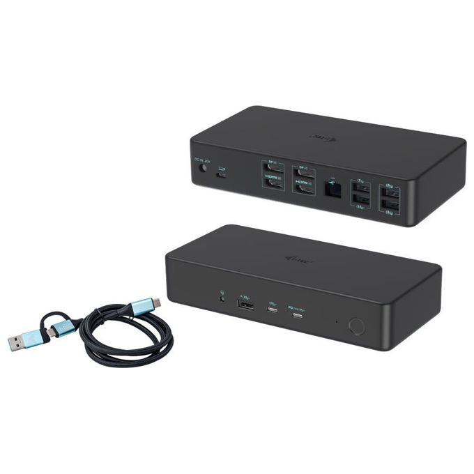 I-tec, Docking Station Dual 4K, USB 3.0, USB-C e Thunderbolt 3, Alimentazione 100W