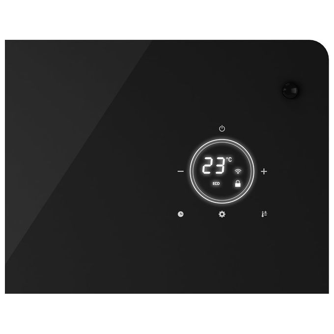 Olimpia Splendid Caleo Glass WiFi, stufa elettrica convezione, nero vetro, 2000W, controllo app