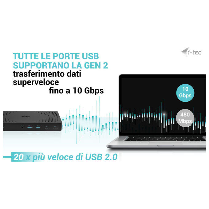 I-tec, Docking Station 4K, USB 3.0, USB-C, Thunderbolt, 3x Monitor, Power Delivery 100W