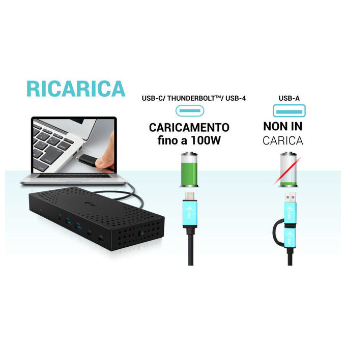 I-tec, Docking Station 4K, USB 3.0, USB-C, Thunderbolt, 3x Monitor, Power Delivery 100W