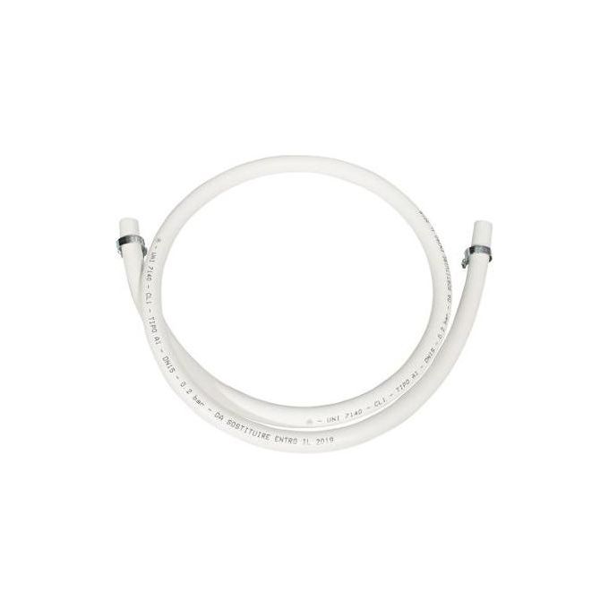 Idro Bric B2_0357903 Tubo Flessibile Gas Metano 150cm Diametro 15mm Gomma Termoplastica UNI EN 7140 con Fascette colore Bianco