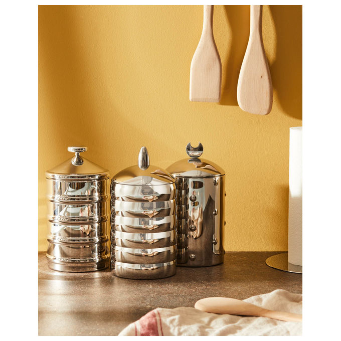 Alessi CB02 Barattolo Kalisto' 2 in Acciaio Inossidabile 18-10 Capacita' 114 cl Altezza 21 cm Diametro 11 cm colore Inox