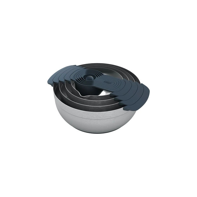 Joseph Joseph 100 COLLECTION NEST Set di Ciotole in Acciaio Inossidabile con Colino Scolapasta e Cucchiai Dosatori colore Argento