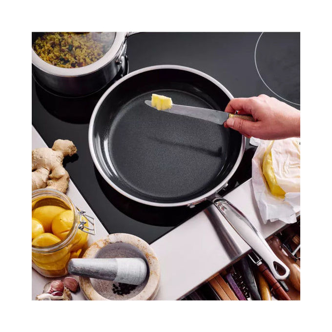 GreenPan CC003816-001 Premiere Padella Multiuso in Acciaio Inox con Rivestimento Antiaderente Ceramica Thermolon Fino a 220 °C colore Argento