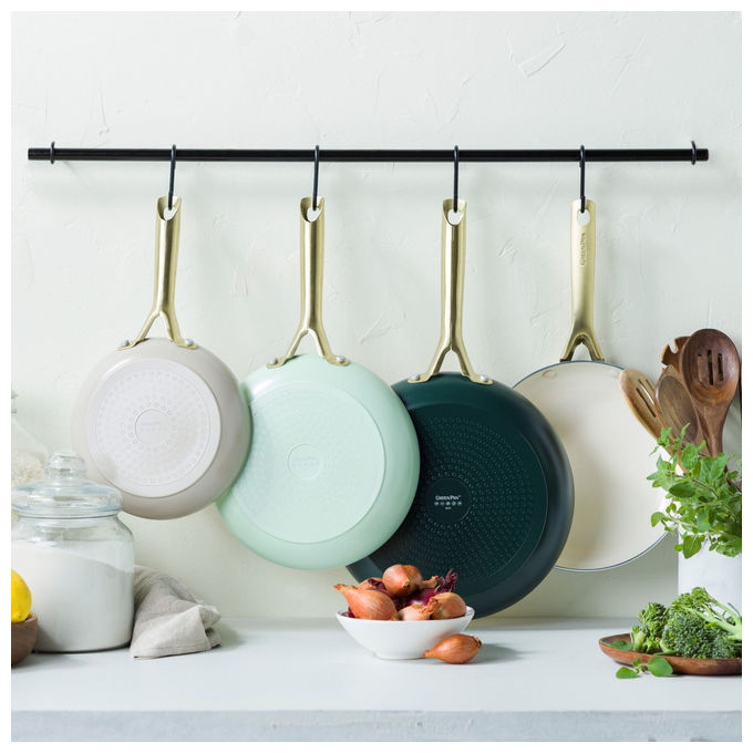 GreenPan CC009018-001 Set di Padelle Shades in Alluminio Riciclato con Rivestimento in Ceramica Antiaderente Compatibile con Piani Cottura a Induzione 3 pezzi colore Verde Beige