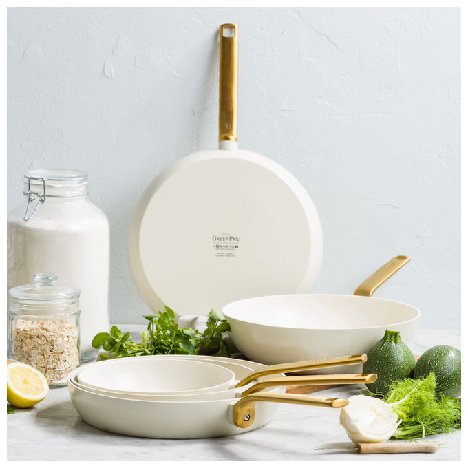 GreenPan CC009171-001 Evolution Padella Multiuso Diametro 30 cm Rivestimento in Ceramica Antiaderente Adatta a Tutti i Piani Cottura incluso Induzione Colore Crema