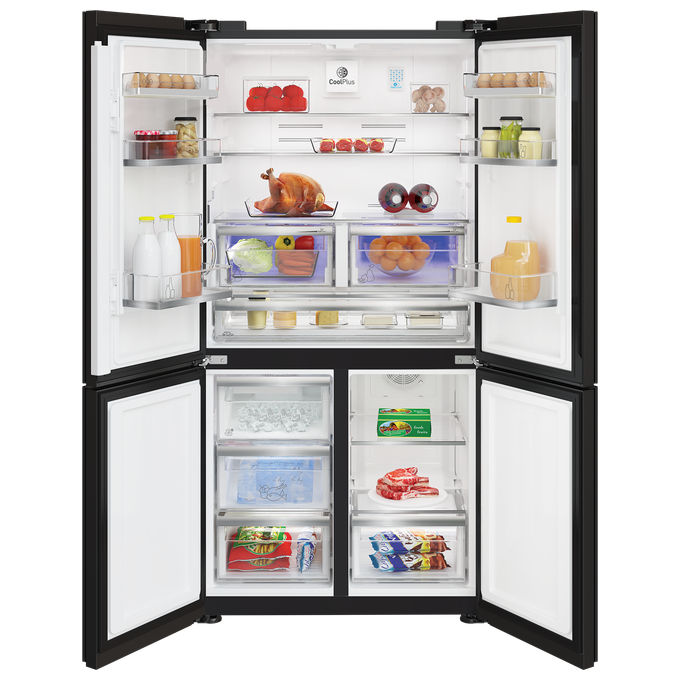 Grundig GQN21235GBN Frigorifero 4 Porte 530 L 182 cm Classe F 39 dB Total No Frost FullFresh+ IonFresh (182x90.8x70.5 cm) colore Nero