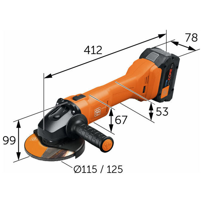 Fein CCG18-115-12 AS N00 Akku-Winkelschleifer Diametro disco 115 mm Sistema batteria AMPShare Bosch Professional ProCORE 18V Velocita' 2500 8500 min⁻¹ Peso 2 2 Kg colore Blu