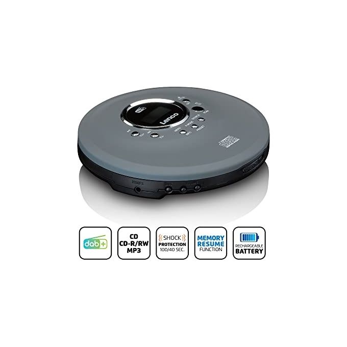 Lenco CD-400GY Lettore CD Portatile con Radio DAB+ FM Supporto MP3 Autonomia fino a 8 ore colore Antracite