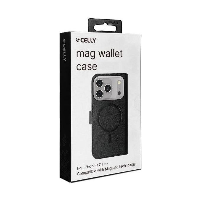 Celly Wallymag Custodia Portafoglio Nera per Apple iPhone 17 Pro