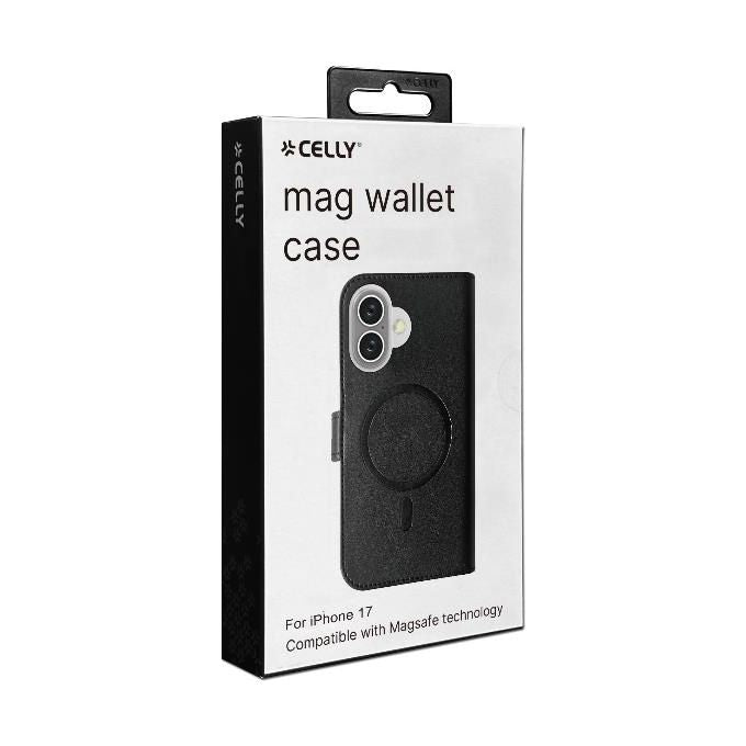 Celly Wallymag Custodia a Portafoglio Nera per Apple iPhone 17