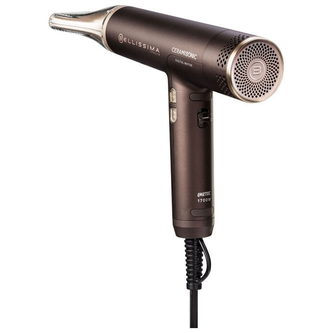 Bellissima 21013 Ceramisonic Asciugacapelli 1700 W Motore Digitale Ion Ceramic Hi-Pro 3 velocita' 3 temperature con diffusore colore Deep Brown Rosa