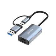Nilox NXADAPUSBCRJ45 Adattatore USB-C a RJ45 Gigabit Ethernet 1000 Mbit-s compatto e portatile colore Grigio