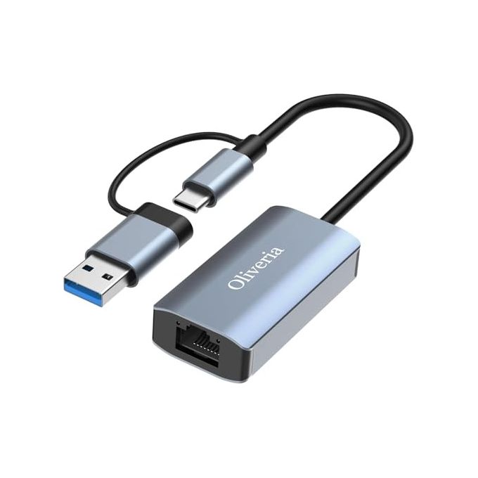 Nilox NXADAPUSBCRJ45 Adattatore USB-C a RJ45 Gigabit Ethernet 1000 Mbit-s compatto e portatile colore Grigio