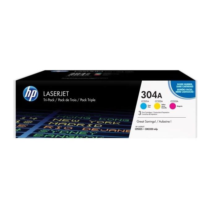 HP CF372AM 304A Toner Laser Tripack 3 pezzi 2800 pagine colore Ciano Magenta Giallo